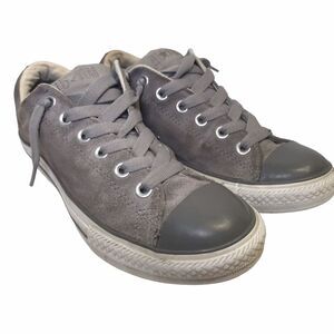 Converse All Star Gray Suede‎ size 6 gender Junior low top lace up shoe sneaker